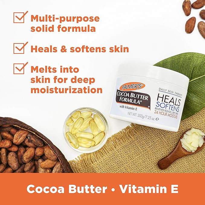 Palmer's Cocoa Butter Formula Daily Skin Therapy Solid Lotion, 7.5 Oz (Pack of 3) Intensive Body Moisturizer with Vitamin E for Extremely Dry & Eczema-Prone Skin, Helps Provide 48-Hour Deep Hydration