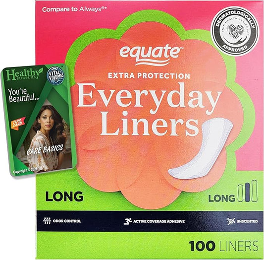 Everyday Liners - Long - 100 Liners with Active Coverage and Vital Volumes Tips Card Bundle