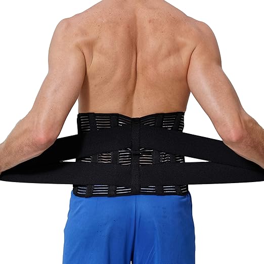 NeoTech Care Adjustable Compression Back Brace Lumbar Support Belt, Black, Size L