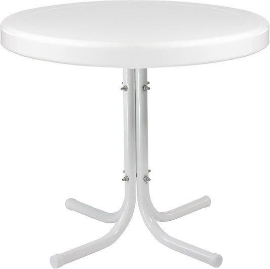 ETHFRF Outdoor Retro Tulip Side Table, 22", Color，White，Style Retro，Shape Round，Base Type Leg，